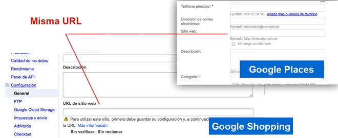 configurar google places shopping